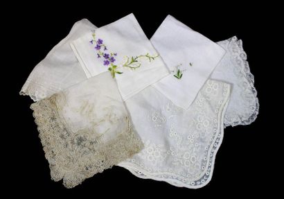 null Set of 15 embroidered handkerchiefs including 1 in needle stitch and 9 JM encrypted...