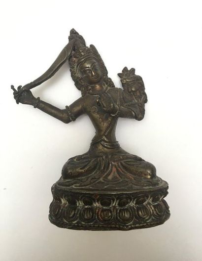 null Manjusri en bronze. Népal, XIXème siècle H: 13cm