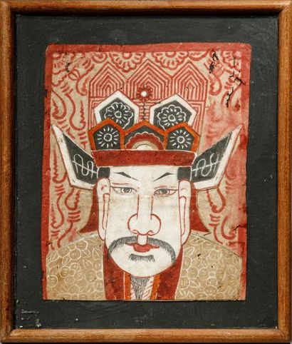 null Set of five portraits of theatre artists LIAO, framed China, 20th century H:...