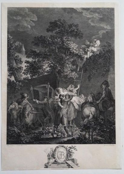 null BAUDOUIN Pierre Antoine (D'APRÈS) (Paris 1723†1769) - "L'enlèvement nocturne"....