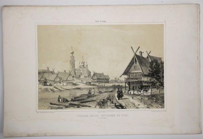 null RUSSIA - VIEWS OF RUSSIA, circa 1850 - Meeting of 7 lithographs by André Durand...