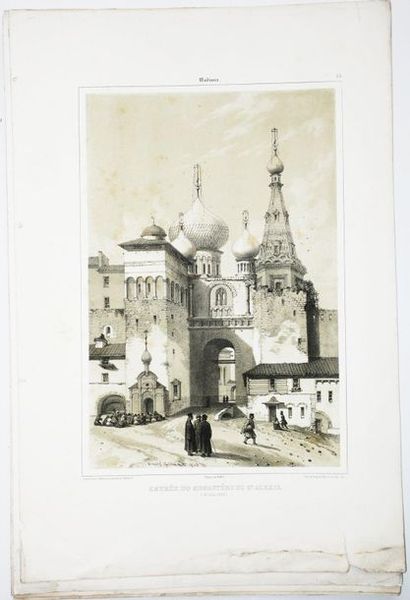 null RUSSIA - VIEWS OF RUSSIA, circa 1850 - Meeting of 7 lithographs by André Durand...