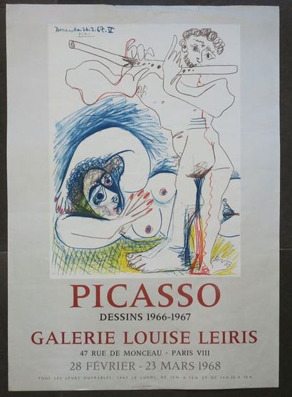 null PICASSO Pablo (D'APRÈS) (1881 † 1973) - AFFICHE D'EXPOSITION - "Picasso, Dessins...