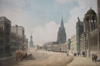 null ENGLAND - View to OXFORD - "High Street, Oxford". 1803. Etching and aquatint...
