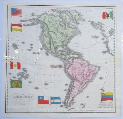 null MAP OF AMERICA (North & South) - CASTELLINI- "Il nuovo mondo diviso nelle sue...