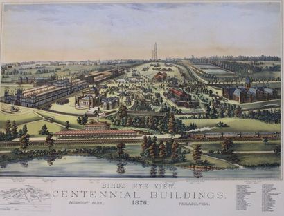 null UNITED STATES - PHILADELPHIA. "Birds Eye View. CENTENNIAL BUILDINGS." 1876....