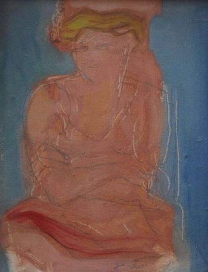null GOUAST René (1897-1980) : « Femme bras croisés ». Huile sur panneau signée en...