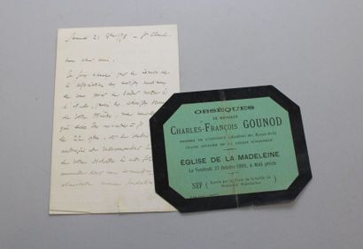 null - GOUNOD (Charles), 1818-1893, compositeur français : L.A.S. datée du 21 8bre...
