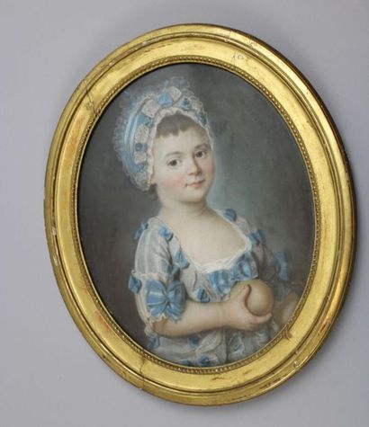 null ECOLE FRANCAISE Seconde Moitié du XVIIIe siècle : « Portrait de fillette à la...