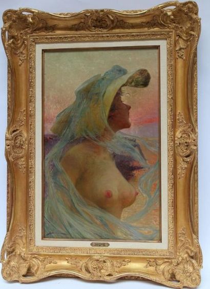 null Henri Gaston DARIEN (1864-1926) : « L'Heure doré ». Huile sur toile signée en...