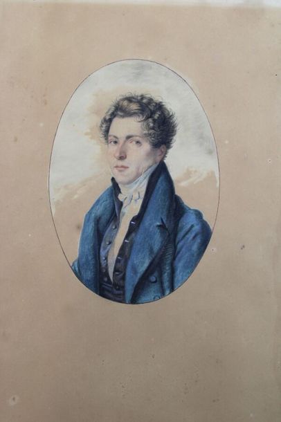 null Ecole Française Première Moitié du XIX-ème Siècle : « Portrait d'un homme jeune...