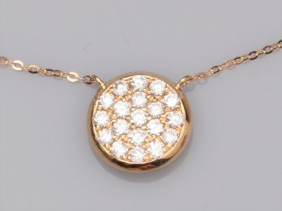 null Necklace in 750°/00 (18K) yellow gold, decorated with a disc set with brilliant-cut...