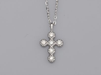null Fine 18K white gold 750°/00 (18K) chain, chain link, and small cross in 18K...