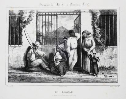 null LA REUNION - A. ROUSSIN - "Le BARREAU (Repos des Noirs après la journée)". 1849....