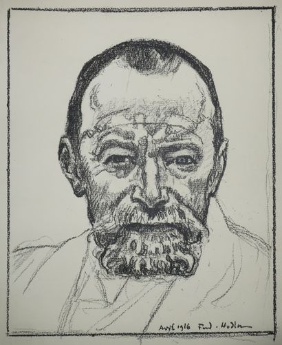 null HODLER Ferdinand (Berne 1853 Genève 1918) - "Autoportrait de l'artiste". 1916....