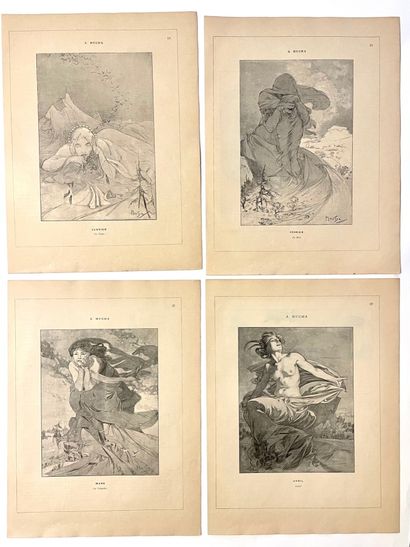 null 
MUCHA Alphonse (D'APRES) (Ivancice (Moravie) 1860 Prague 1939) - LOT de 9 illustrations...