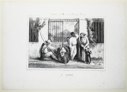 null LA REUNION - A. ROUSSIN - "Le BARREAU (Repos des Noirs après la journée)". 1849....