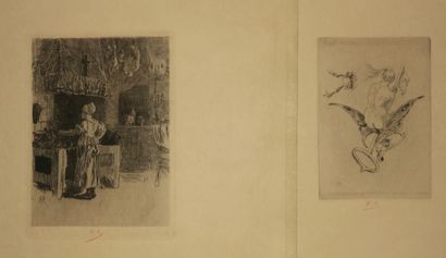 null ROPS Félicien (1833 1898) - 2 planches: "La cuisine de l'Auberge des Artistes...