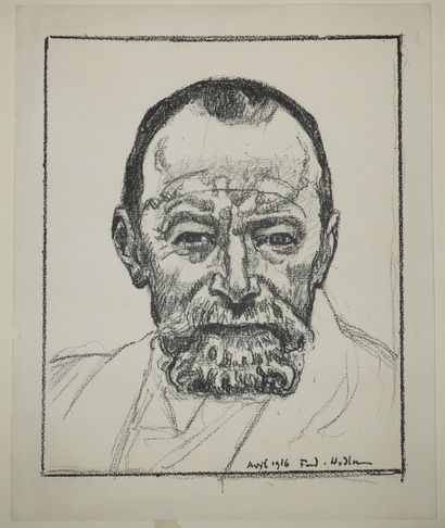 null HODLER Ferdinand (Berne 1853 Genève 1918) - "Autoportrait de l'artiste". 1916....