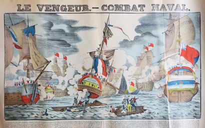 null OUESSANT (29) - "LE VENGEUR - COMBAT NAVAL (1er juin 1793)" - XIXème. IMAGERIE...