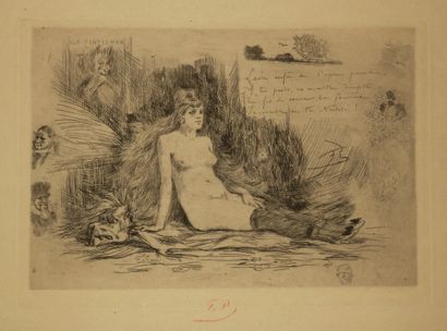 null ROPS Félicien (1833 1898) - 2 planches : "La dame à la fourrure" (1878) Héliogravure...