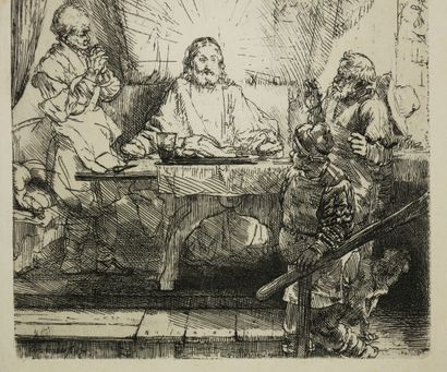 null REMBRANDT H. van Rijn (1606 1669) - "Les disciples d'Emmaüs" (Christ at Emmaus,...