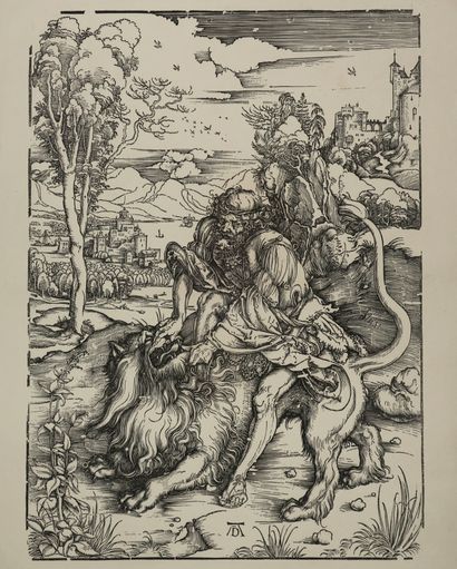 null DÜRER Albrecht (Nüremberg 1471 1528) - "Samson combattant le lion" (Samson Rending...