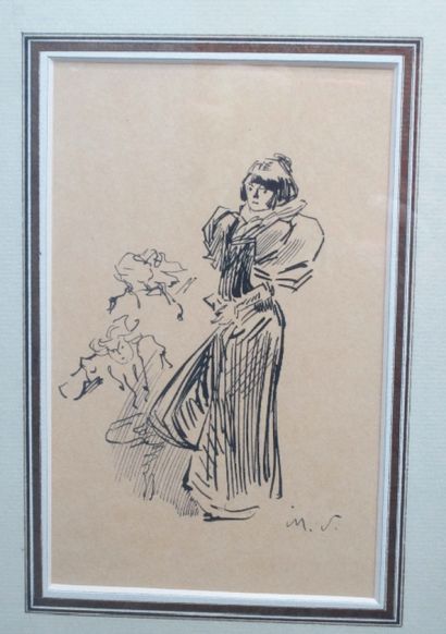 null SOMM Henry (Rouen 1844 Paris 1908) - [Elégantes]. 2 dessins. 15 x 9,5 et 15...