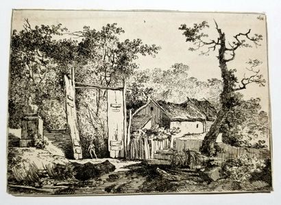 null MOREAU Louis-Gabriel, dit l'aîné (Paris 1739 1805) - "La porte rustique à deux...