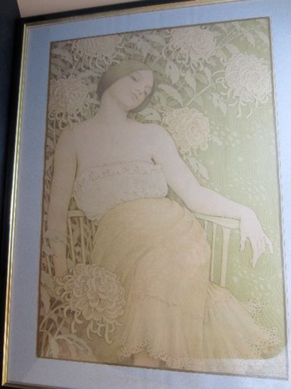 null BERTHON Paul (Villefranche-sur-Saône 1872 Paris 1909) - "Femme aux chrysanthèmes"....