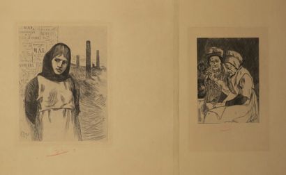 null ROPS Félicien (1833 1898) - 2 planches: "L'oncle Claës & la tante Johanna",...