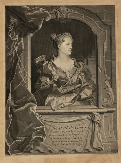 null PORTRAITS - Réunion de 2 portraits d'après Hyacinthe RIGAUD (Perpignan 1659...