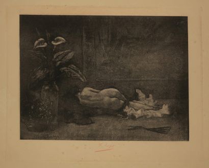 null ROPS Félicien (1833 1898) - 2 planches: "Farniente" (1879), vernis mou sur vergé...