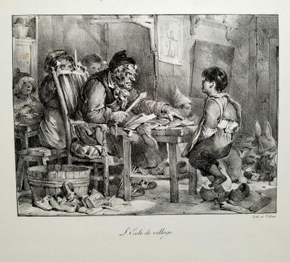 null CHARLET Nicolas-Toussaint (Paris 17921845) - "L'Ecole de village". 1823. Lithographie...