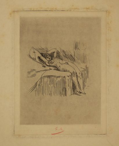 null ROPS Félicien (1833 1898) - 2 planches: (Joyeuseté Galante), épreuve sur vergé...