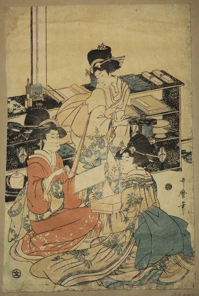 null UTAMARO Kitagawa (Edo (Tokyo) 1753 1806) - [Trois femmes à leus activités]....