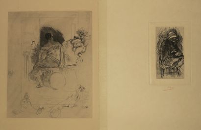null ROPS Félicien (1833 1898) - 2 planches: "Pilier d'Eglise", vernis mou sur vélin,...