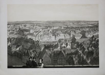 null BAS-RHIN (67) - "PANORAMA de STRASBOURG et ses environs". 1852, en 4 feuilles:...