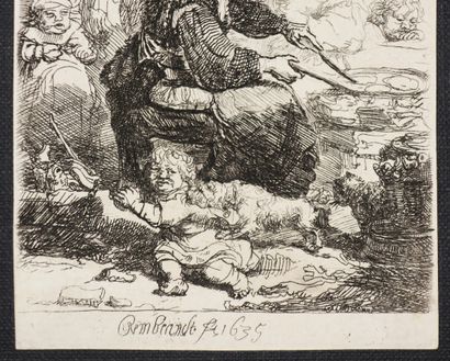 null REMBRANDT H. van Rijn (1606 1669) - "La faiseuse de kouks" (The pancake woman)....