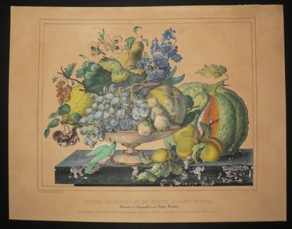 null FLEURS - "Etudes de fleurs et de fruits d'après nature", composé et lithographié...