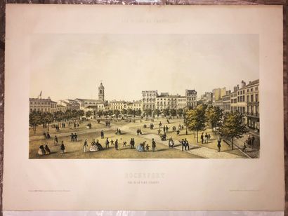 null CHARENTE-MARITIME (17) - "ROCHEFORT, Vue de la Place Colbert". c.1860. Lithographie...