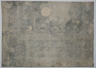 null DÜRER Albrecht (D'APRÈS) (Nüremberg 1471 1528) - "La Cène". Bois gravé, copie...