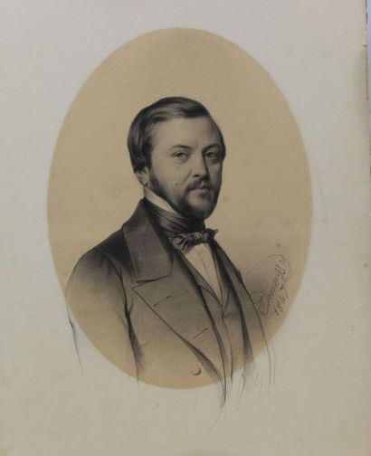 null DEMOUSSY Augustin Luc (Paris 1809 Id. 1880): "Portrait of a man in three-quarter...