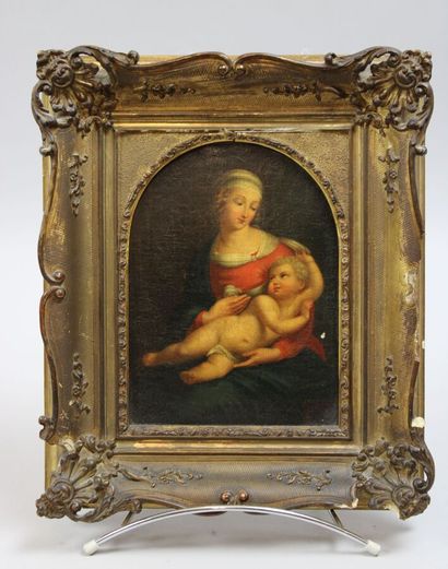 null RAPHAEL Sanzio (D'après) (1483-1520), travail du XIX-ème Siècle : « La Vierge...