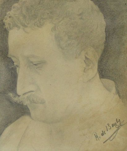 null ÉCOLE DU XIXe siècle, Portrait d'homme, mine de plomb sur papier (insolation...
