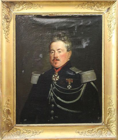 null Ecole française Milieu du XIX-ème Siècle : « Portrait d'un officier supérieur...