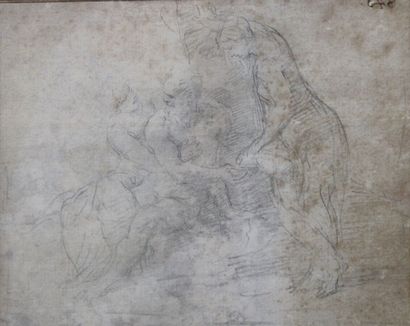 null Simone CANTARINI (1612-1648) : « Loth et ses filles ». Dessin préparatoire à...