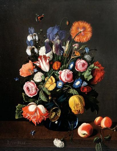 Leendert van BEKE (Dirksland, vers 1665/70-1707) «Bouquet de fleurs dans un vase...