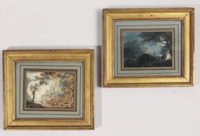 William PAYNE (vers 1760-1830) «Paysages». Deux aquarelles signées et datées 92 en...