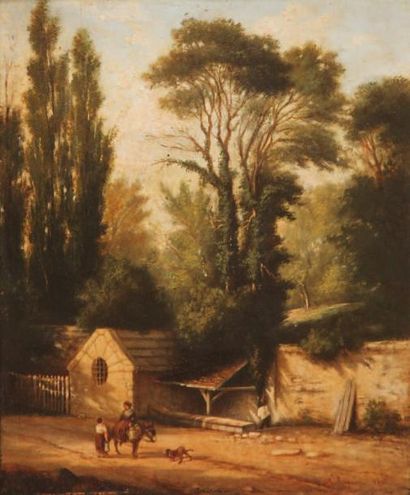 Armand Mathieu REGNIER (XIXème siècle) «Les porteuses d'eau, 1862». Huile sur toile...